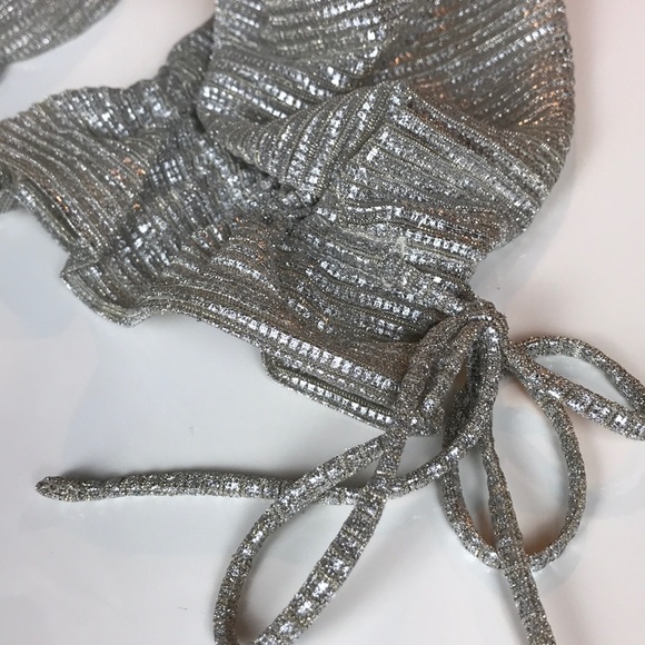 NWT LINE + DOT SPARKLY SILVER & BEIGE SWEATER SZ M - Picture 6 of 16